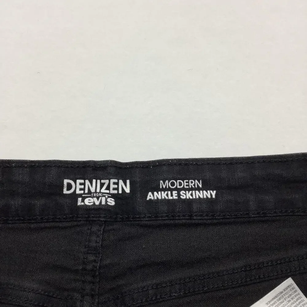 Denizen From Levis Ankle Skinny Jeans Womens 10 Black Charcoal Wash Distressed